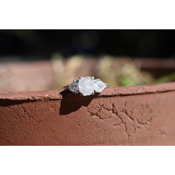 Raw Diamond Engagement Ring, Timeless Wedding Band, Classic Diamond Ring - Picture 1 of 4